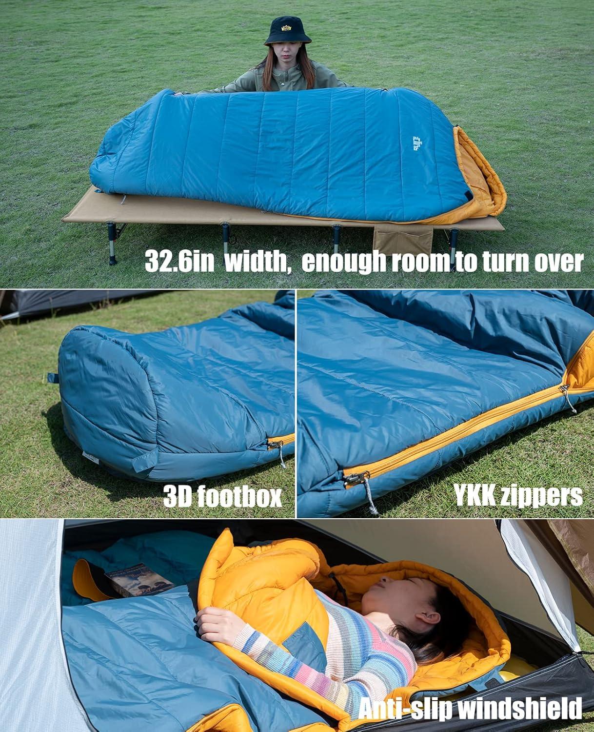 image:imageiClimb 3M Thinsulate Insulation Mummy Sleeping Bag with Compression Sack Ultralight Compact Warm Washable for Adults Indoor Outdoor Backpacking Camping HikingBlack
