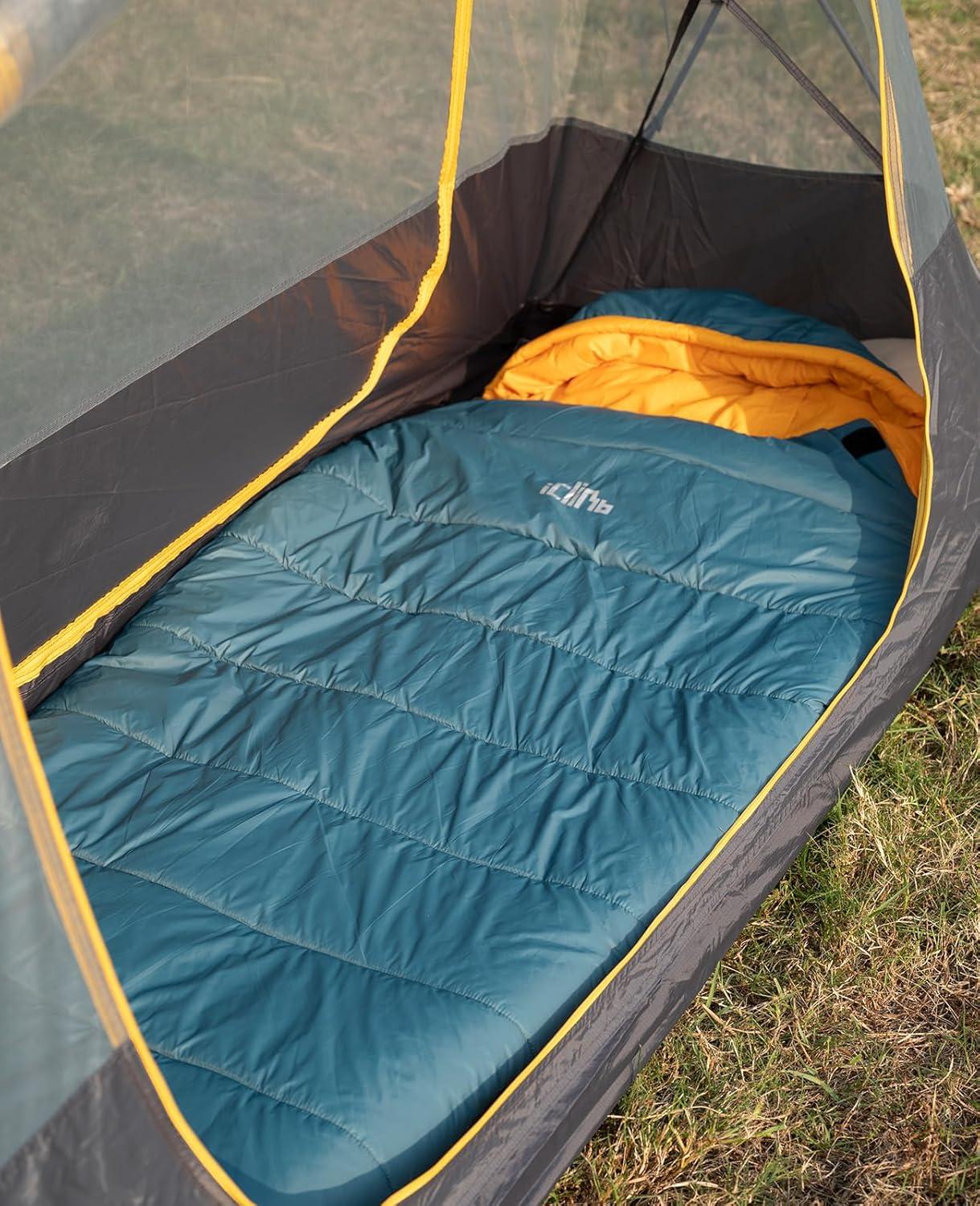 image:imageiClimb 3M Thinsulate Insulation Mummy Sleeping Bag with Compression Sack Ultralight Compact Warm Washable for Adults Indoor Outdoor Backpacking Camping HikingBlack