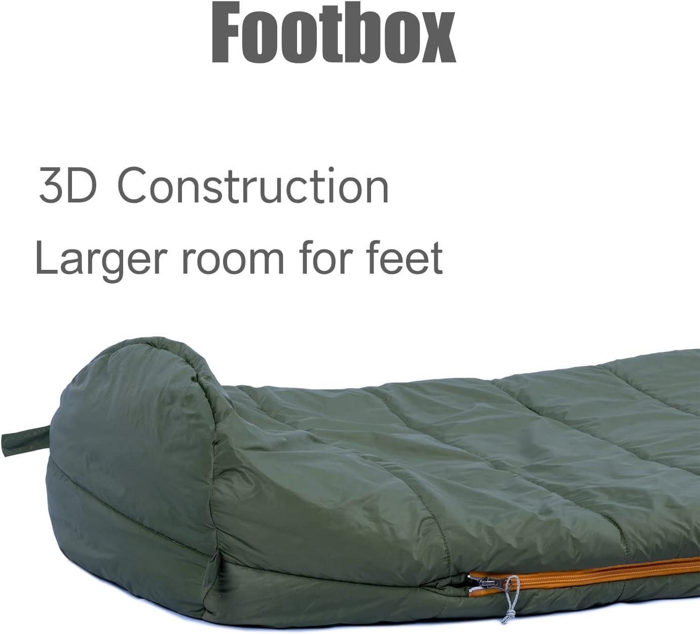 image:imageiClimb 3M Thinsulate Insulation Mummy Sleeping Bag with Compression Sack Ultralight Compact Warm Washable for Adults Indoor Outdoor Backpacking Camping HikingGreen