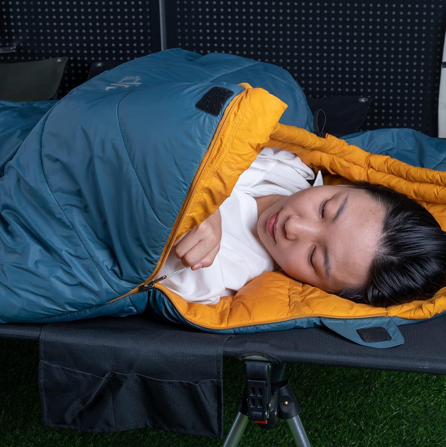 image:imageiClimb 3M Thinsulate Insulation Mummy Sleeping Bag with Compression Sack Ultralight Compact Warm Washable for Adults Indoor Outdoor Backpacking Camping HikingBlue
