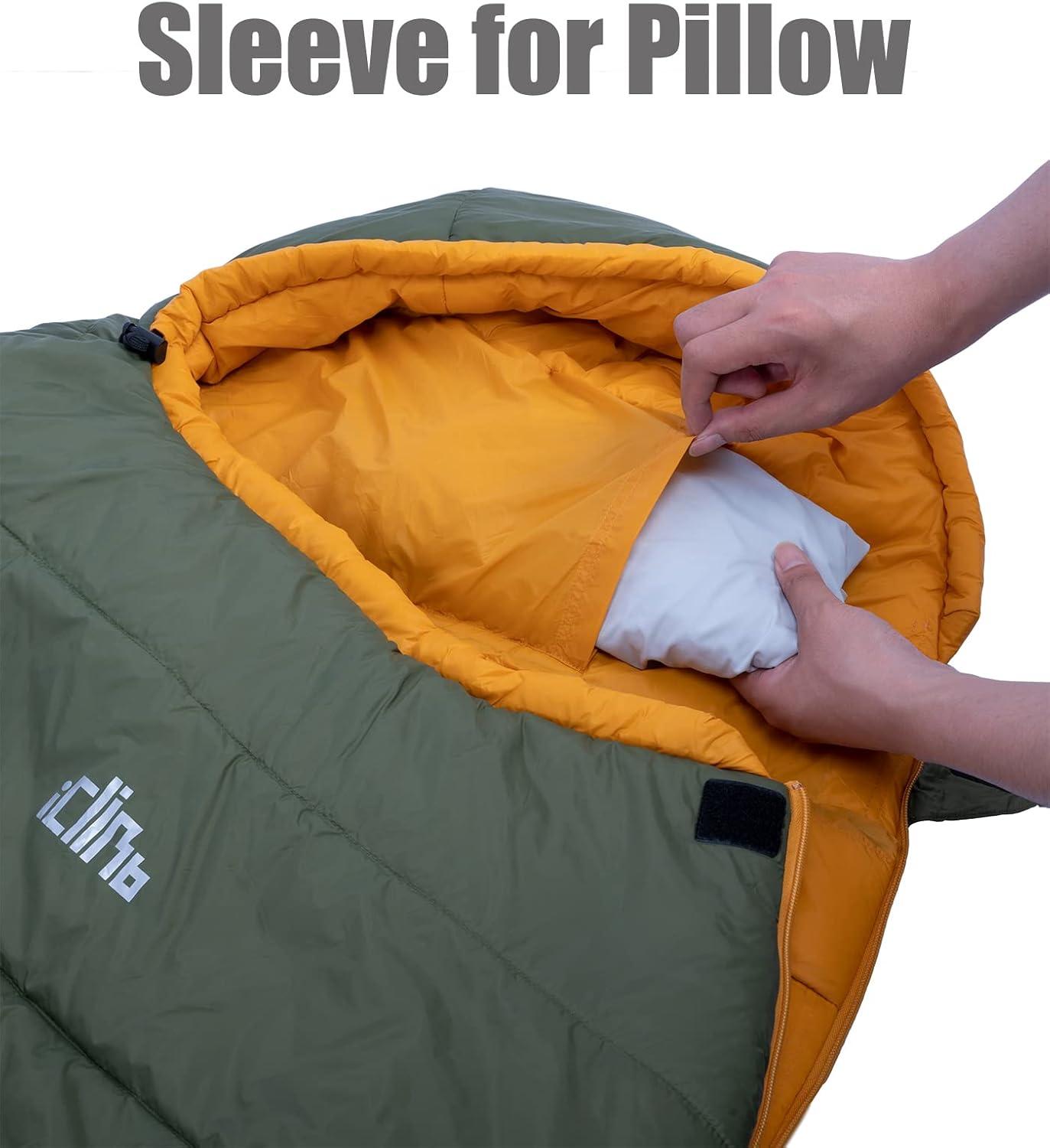image:imageiClimb 3M Thinsulate Insulation Mummy Sleeping Bag with Compression Sack Ultralight Compact Warm Washable for Adults Indoor Outdoor Backpacking Camping HikingBlue