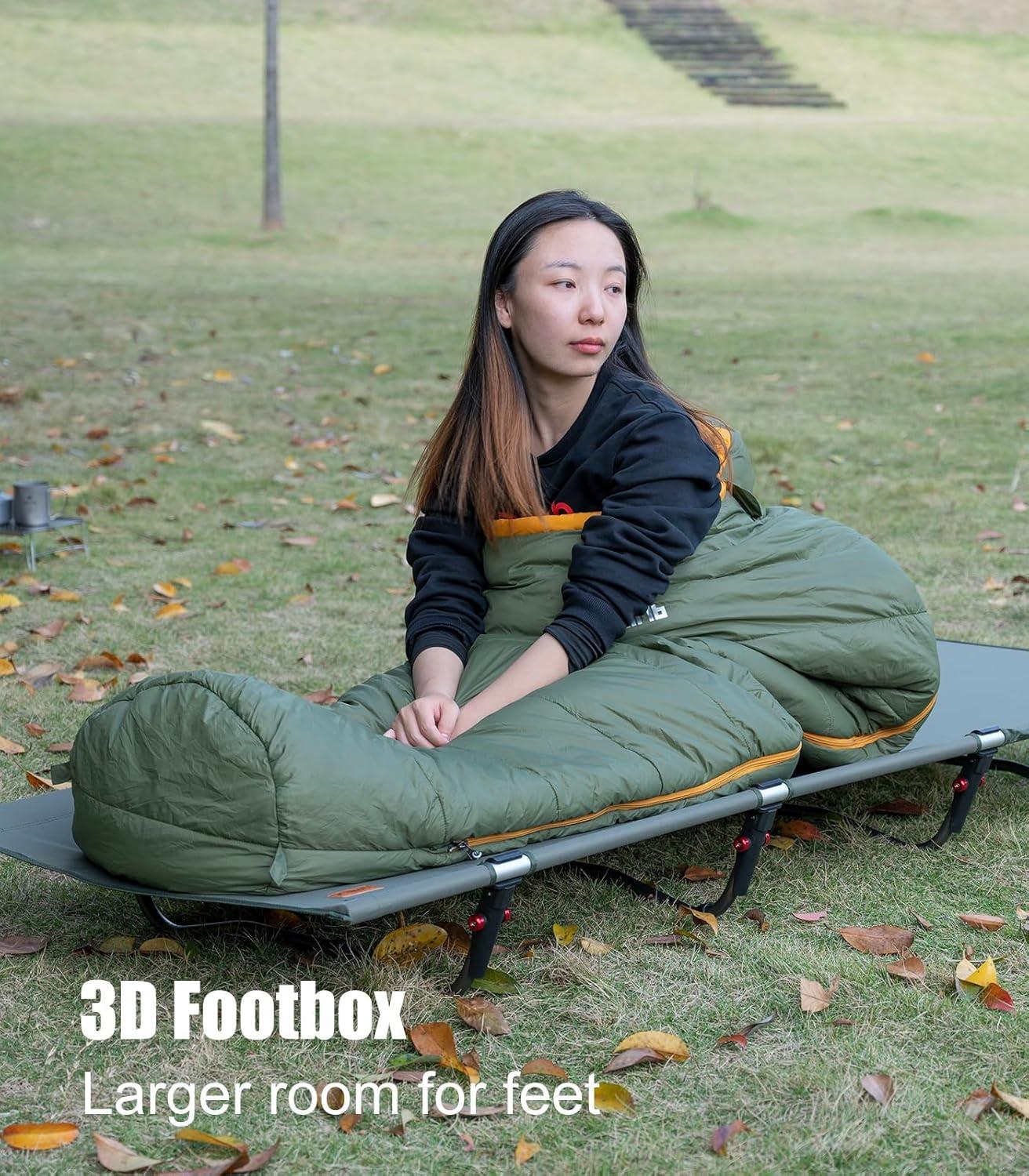 image:imageiClimb 3M Thinsulate Insulation Mummy Sleeping Bag with Compression Sack Ultralight Compact Warm Washable for Adults Indoor Outdoor Backpacking Camping HikingGreen
