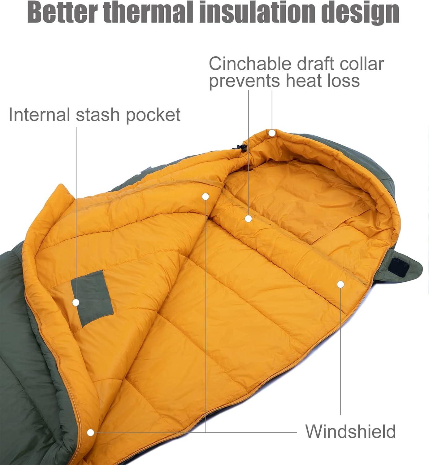 image:imageiClimb 3M Thinsulate Insulation Mummy Sleeping Bag with Compression Sack Ultralight Compact Warm Washable for Adults Indoor Outdoor Backpacking Camping HikingBlue