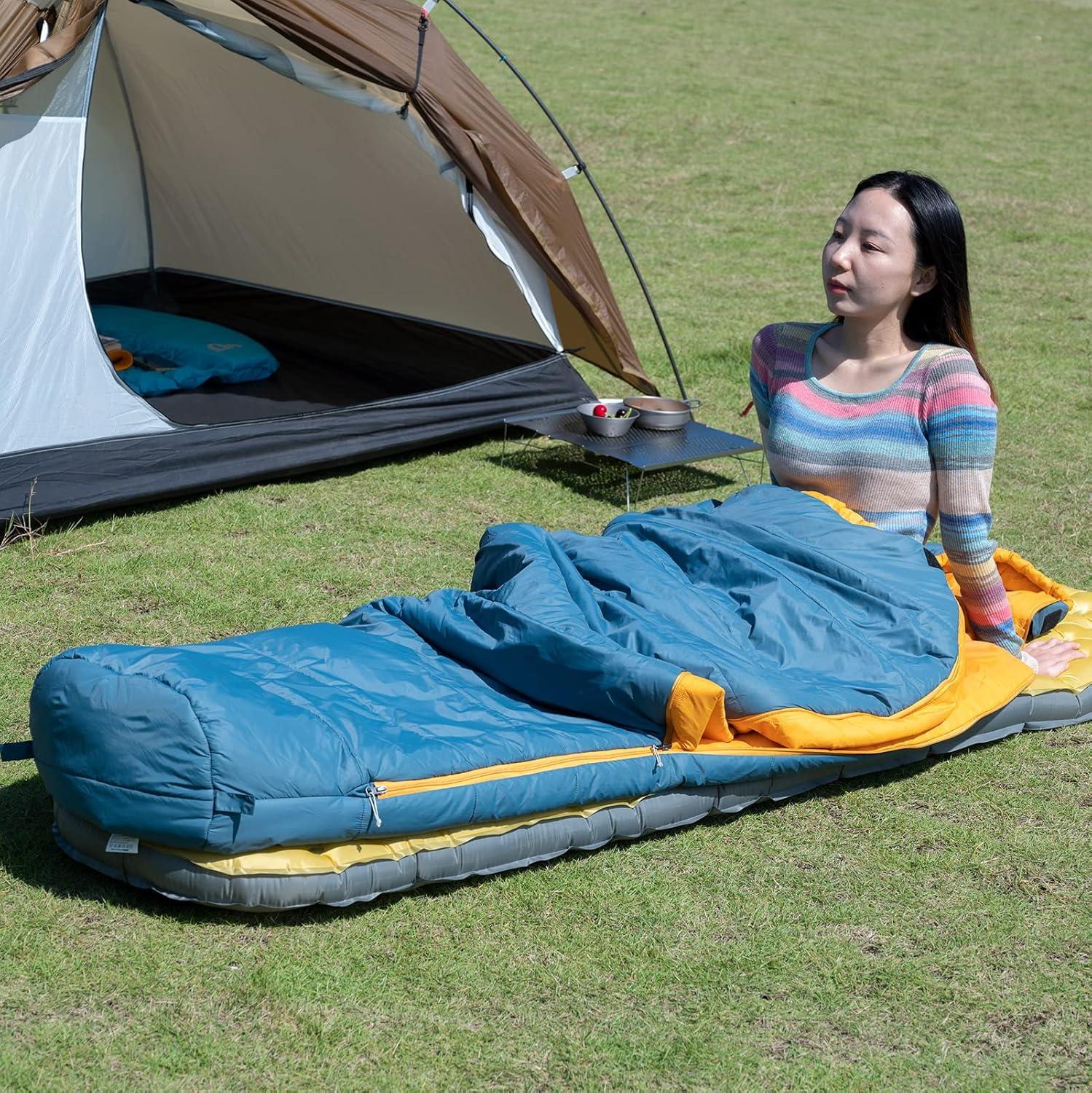 image:imageiClimb 3M Thinsulate Insulation Mummy Sleeping Bag with Compression Sack Ultralight Compact Warm Washable for Adults Indoor Outdoor Backpacking Camping HikingBlue