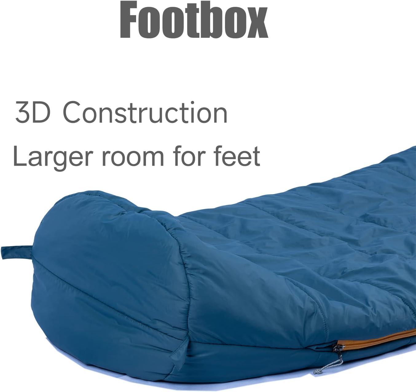 image:imageiClimb 3M Thinsulate Insulation Mummy Sleeping Bag with Compression Sack Ultralight Compact Warm Washable for Adults Indoor Outdoor Backpacking Camping HikingBlue
