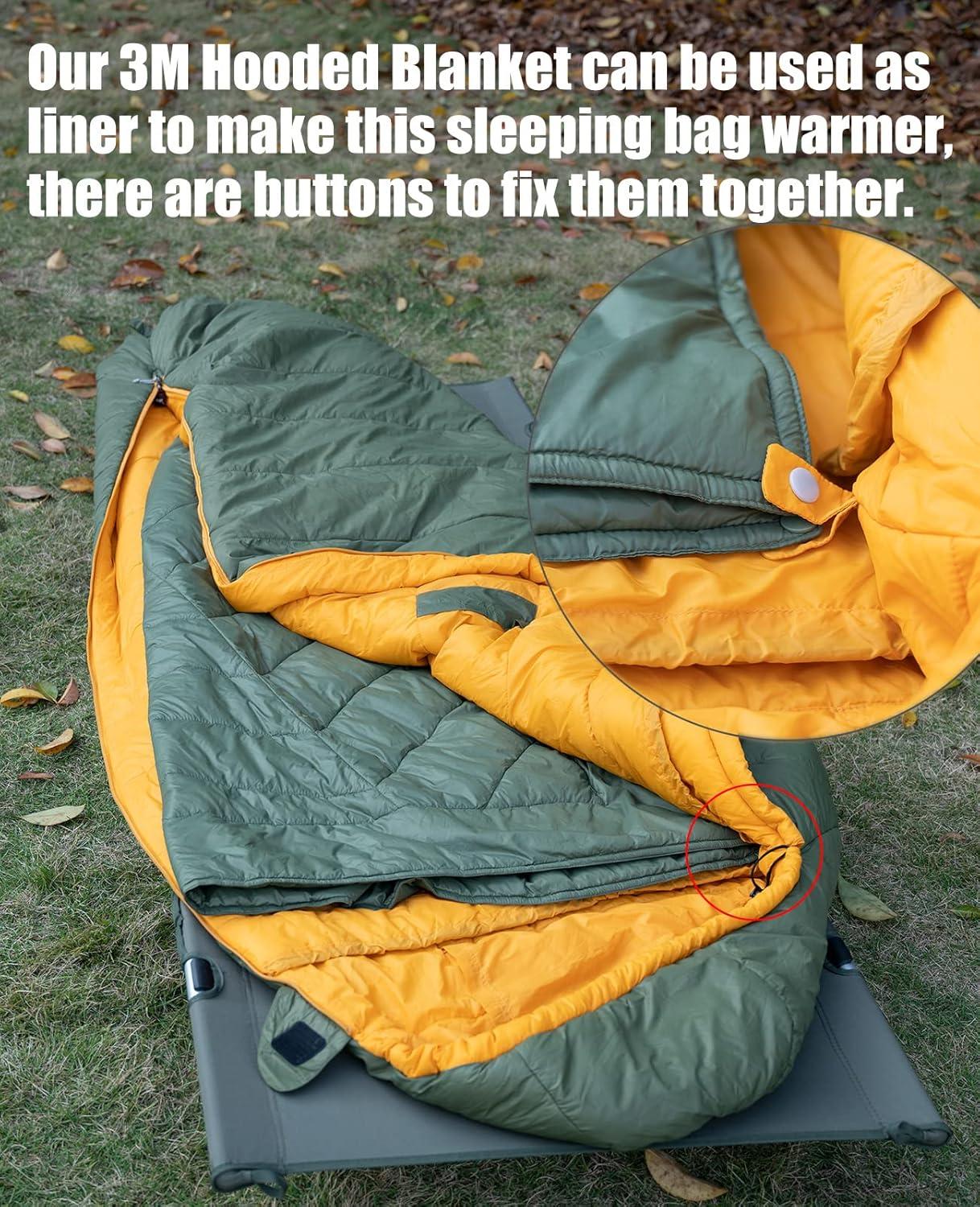 image:imageiClimb 3M Thinsulate Insulation Mummy Sleeping Bag with Compression Sack Ultralight Compact Warm Washable for Adults Indoor Outdoor Backpacking Camping HikingBlack