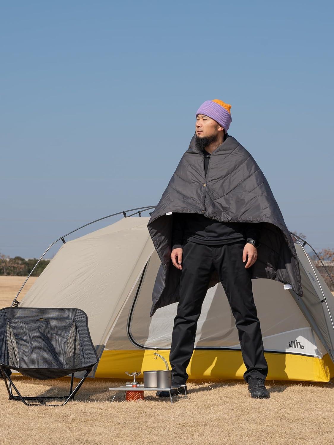 image:imageiClimb 3M Thinsulate Insulation Warm Camping Blanket Ultralight CompactDark Grey