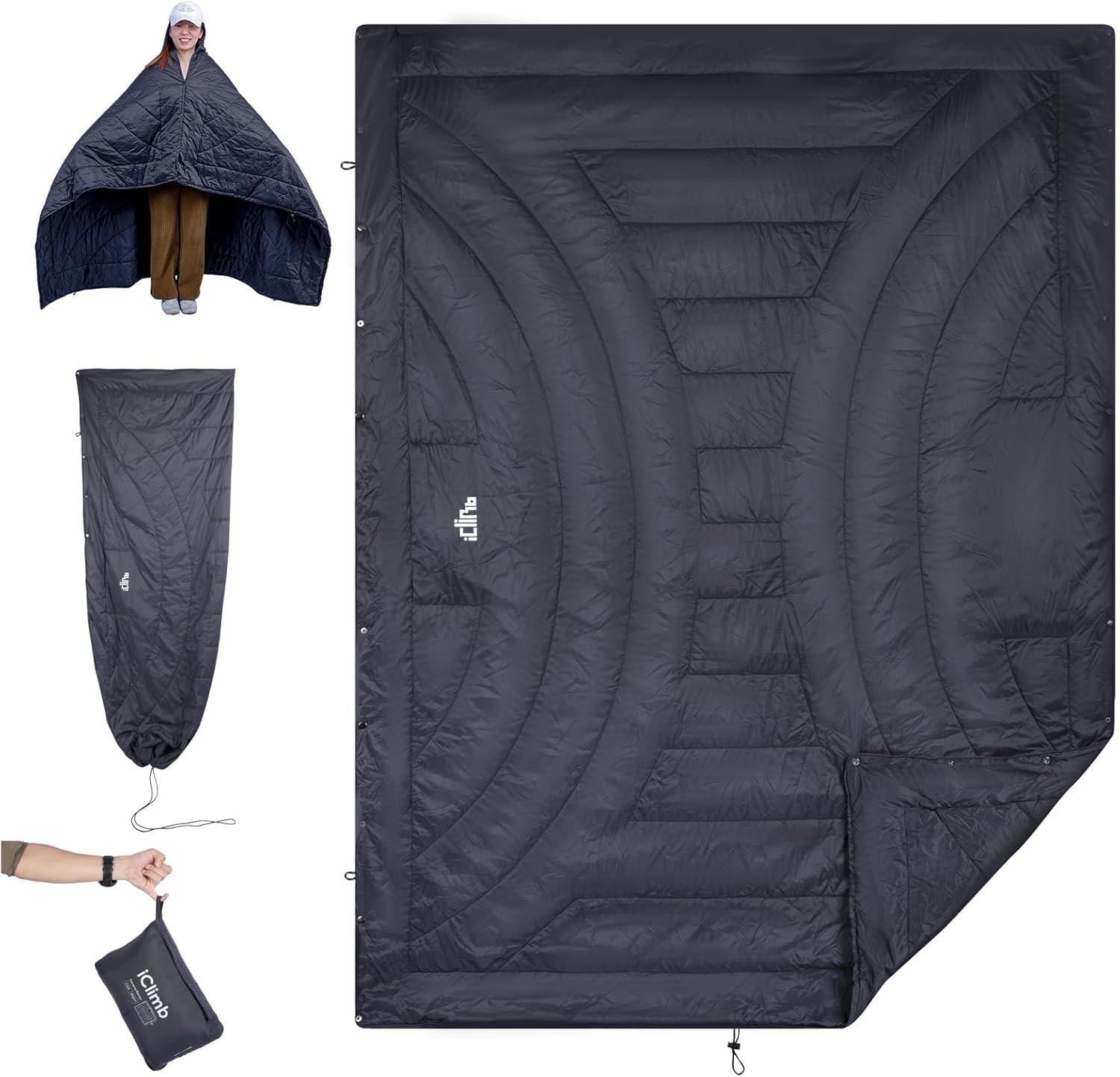 image:imageiClimb 3M Thinsulate Insulation Warm Camping Blanket Ultralight CompactDark Grey