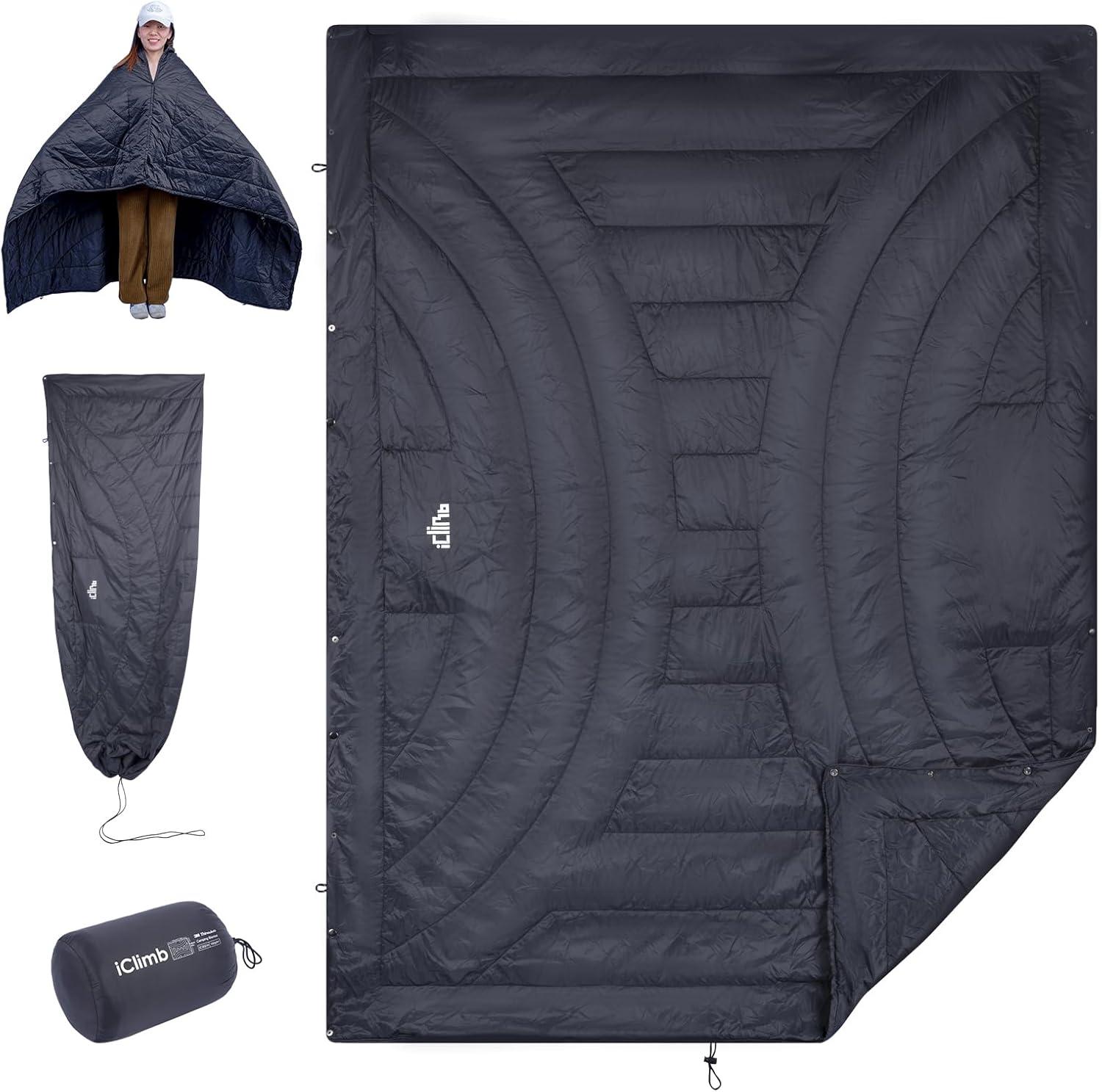 image:imageiClimb 3M Thinsulate Insulation Warm Camping Blanket Ultralight CompactDark Grey