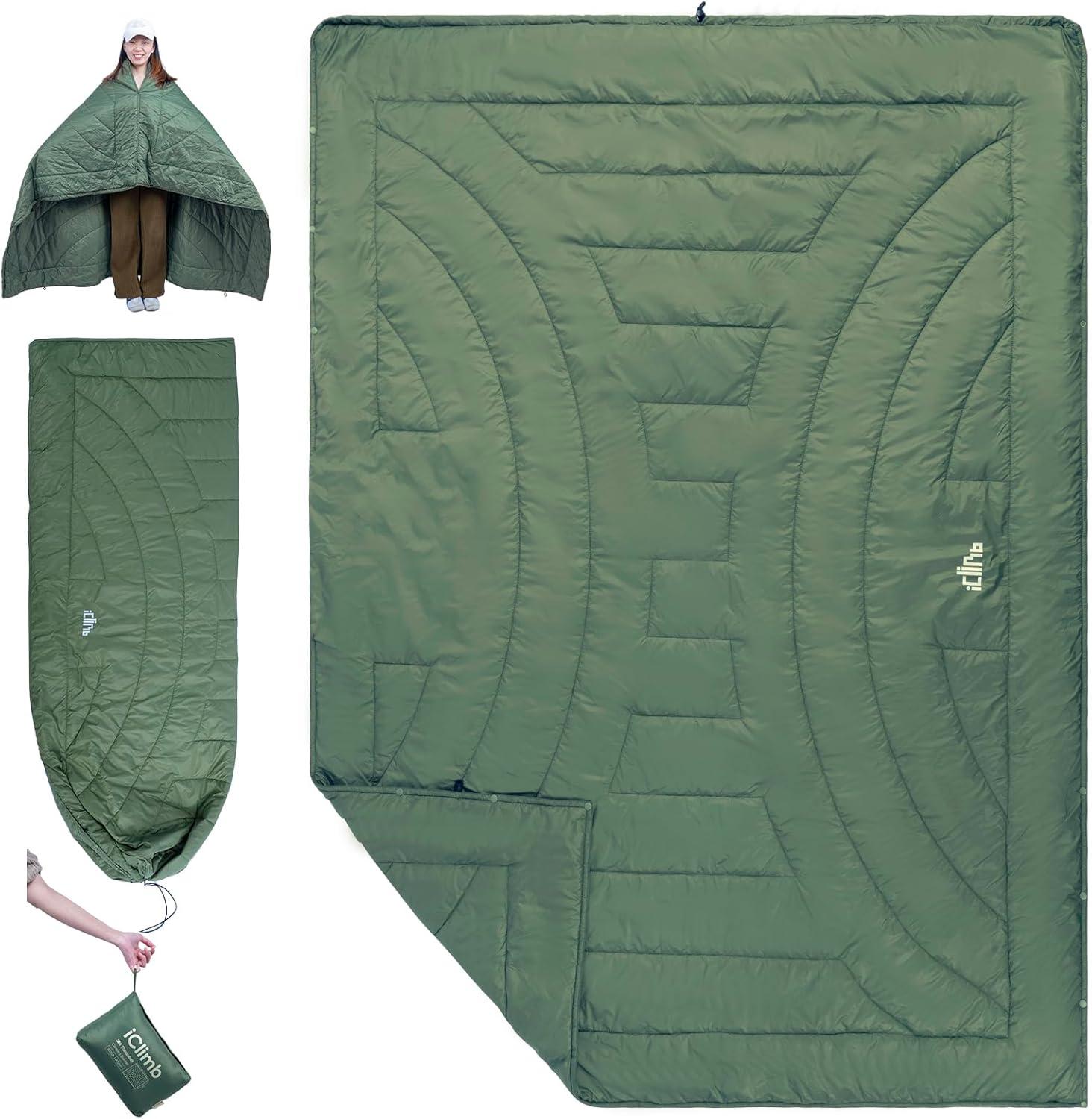 image:imageiClimb 3M Thinsulate Insulation Warm Camping Blanket Ultralight CompactGreen