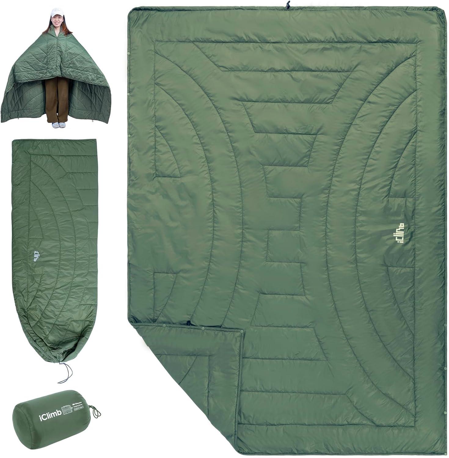image:imageiClimb 3M Thinsulate Insulation Warm Camping Blanket Ultralight CompactGreen