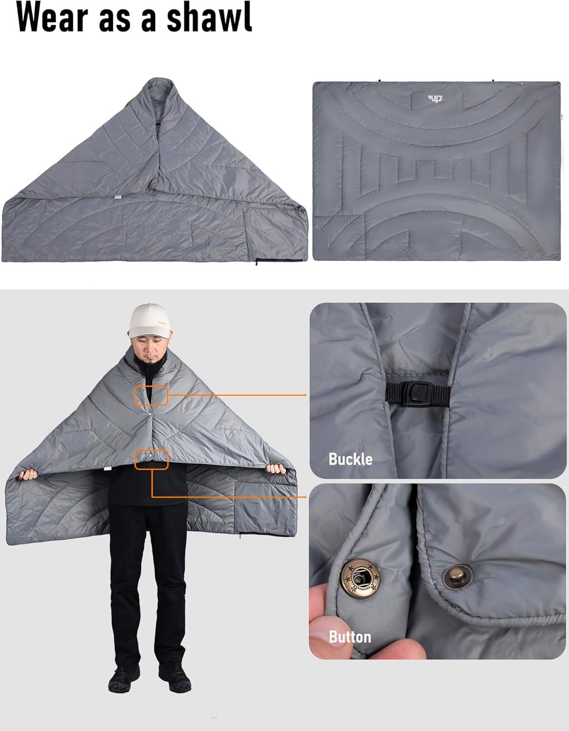image:imageiClimb 3M Thinsulate Insulation Warm Camping Blanket Ultralight CompactLight Grey