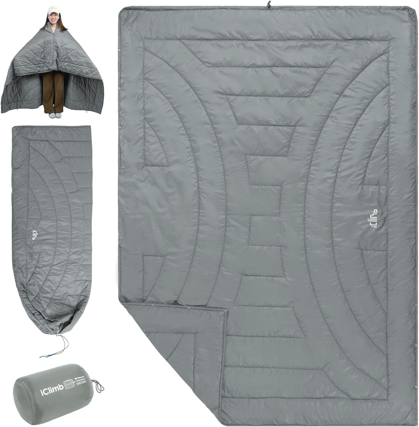 image:imageiClimb 3M Thinsulate Insulation Warm Camping Blanket Ultralight CompactLight Grey