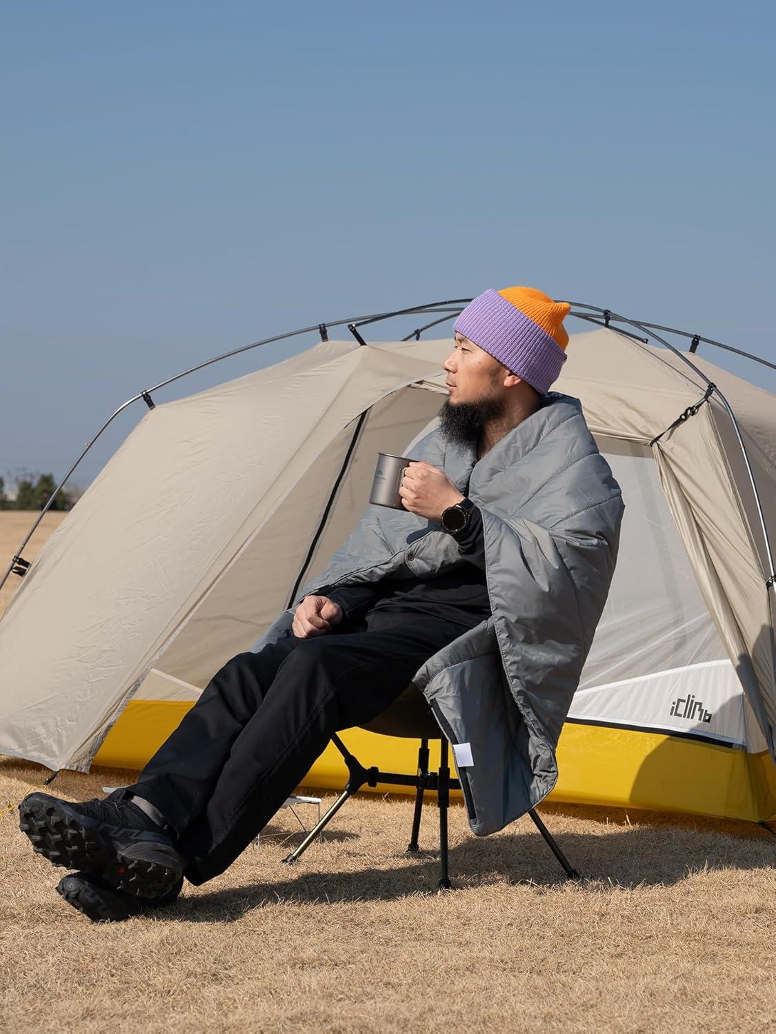 image:imageiClimb 3M Thinsulate Insulation Warm Camping Blanket Ultralight CompactLight Grey