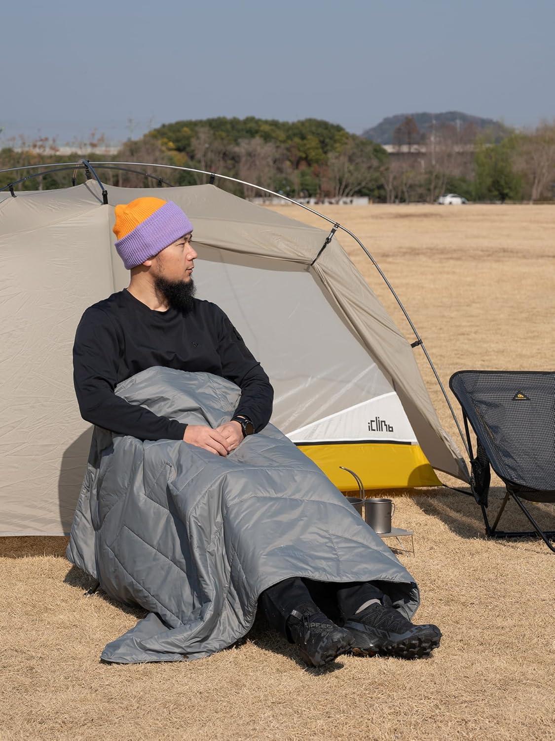 image:imageiClimb 3M Thinsulate Insulation Warm Camping Blanket Ultralight CompactLight Grey