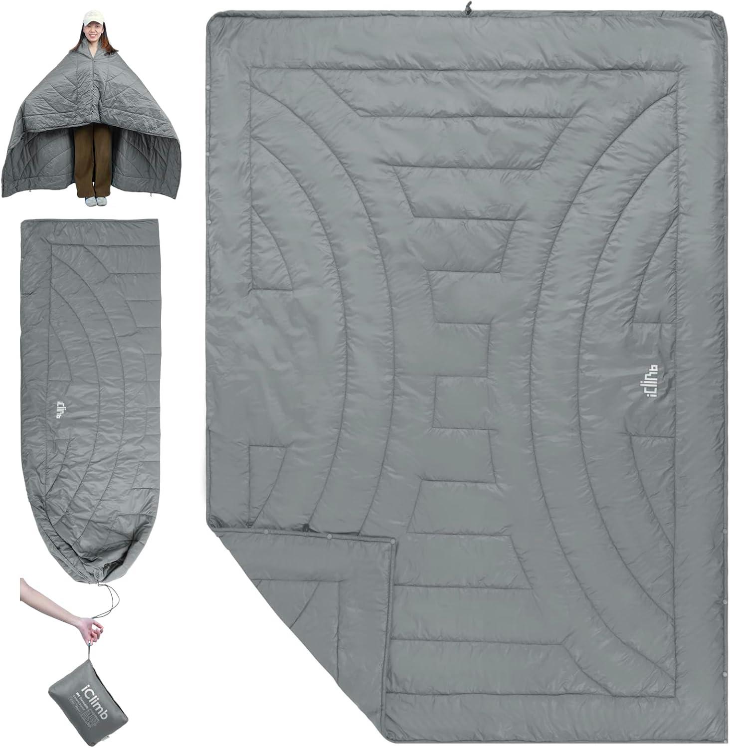 image:imageiClimb 3M Thinsulate Insulation Warm Camping Blanket Ultralight CompactLight Grey