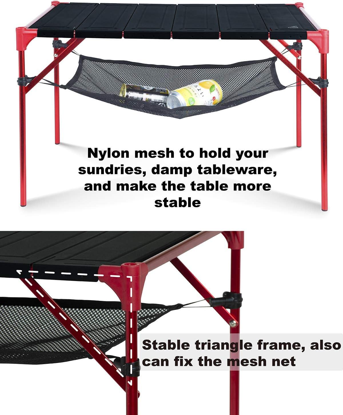 image:imageiClimb Extendable Folding Table Large Tabletop Area Ultralight Compact with Hollow Out Tabletop and Carry Bag for Camping Backpacking Beach Concert BBQ Party Three Size Black LBlack