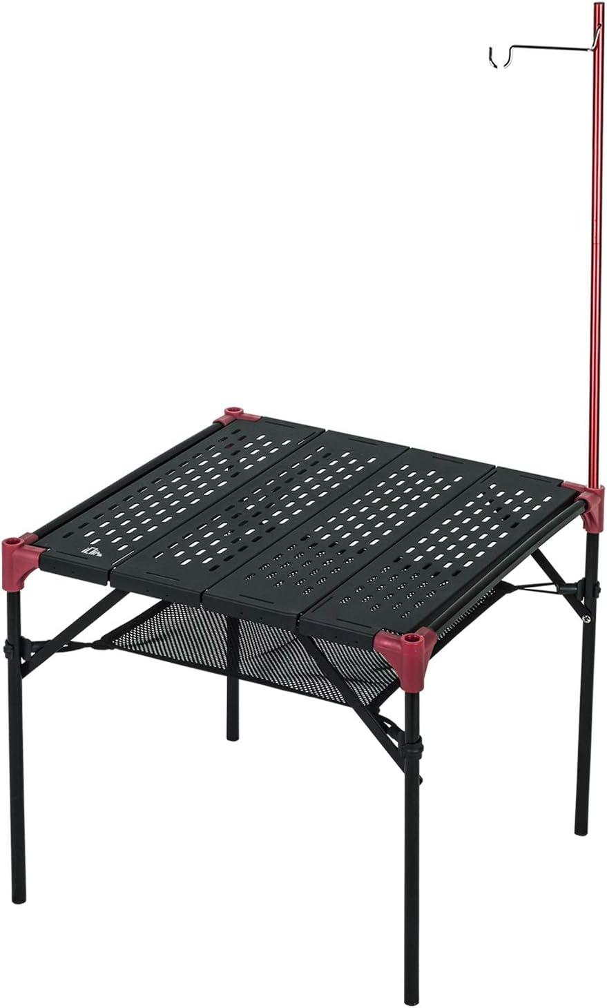 image:imageiClimb Extendable Folding Table Large Tabletop Area Ultralight Compact with Hollow Out Tabletop and Carry Bag for Camping Backpacking Beach Concert BBQ Party Three Size Black LBlack