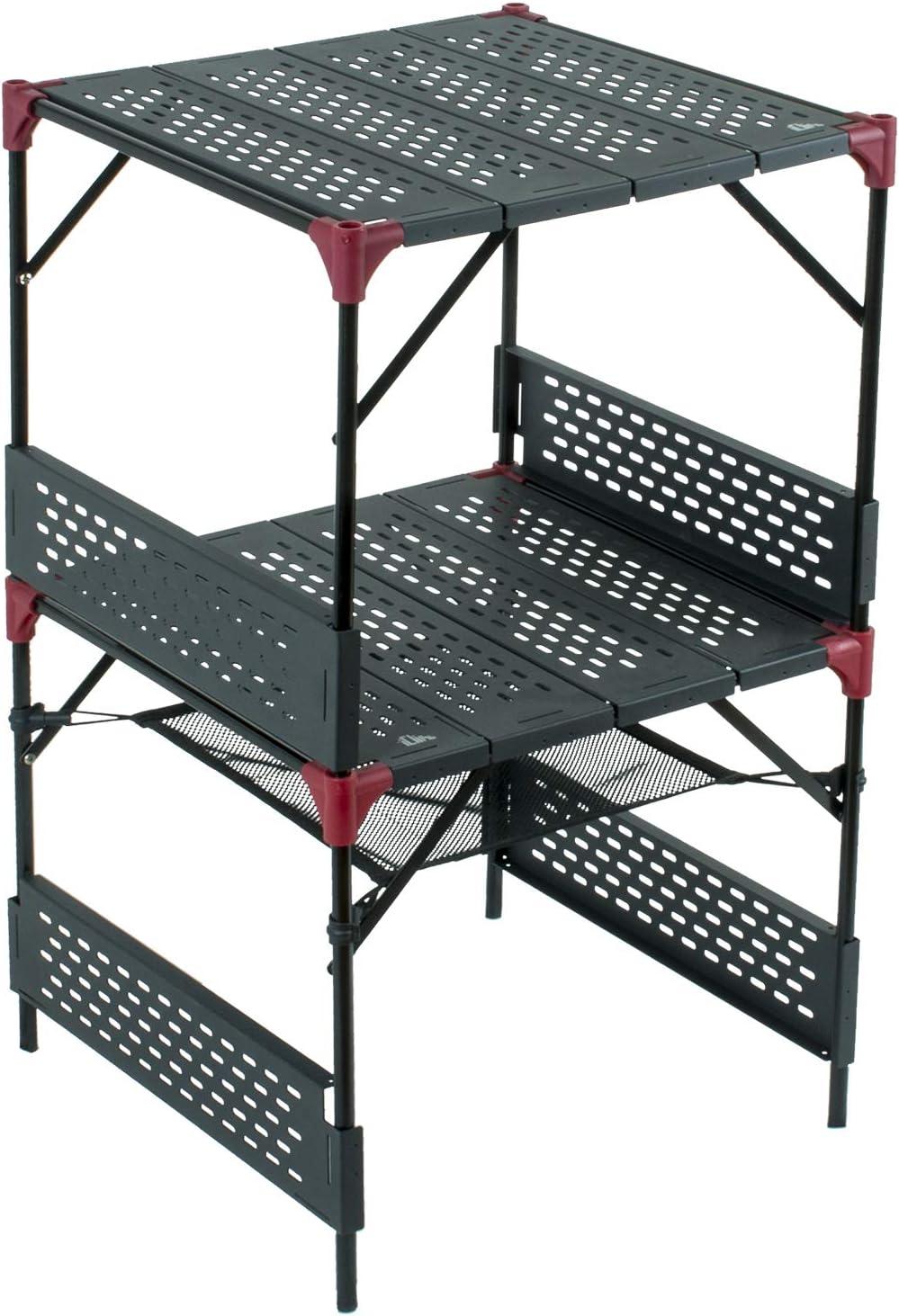image:imageiClimb Extendable Folding Table Large Tabletop Area Ultralight Compact with Hollow Out Tabletop and Carry Bag for Camping Backpacking Beach Concert BBQ Party Three Size Black LBlack
