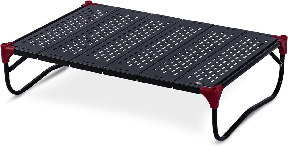 image:imageiClimb Extendable Folding Table Large Tabletop Area Ultralight Compact with Hollow Out Tabletop and Carry Bag for Camping Backpacking Beach Concert BBQ Party Three Size Black LBlack
