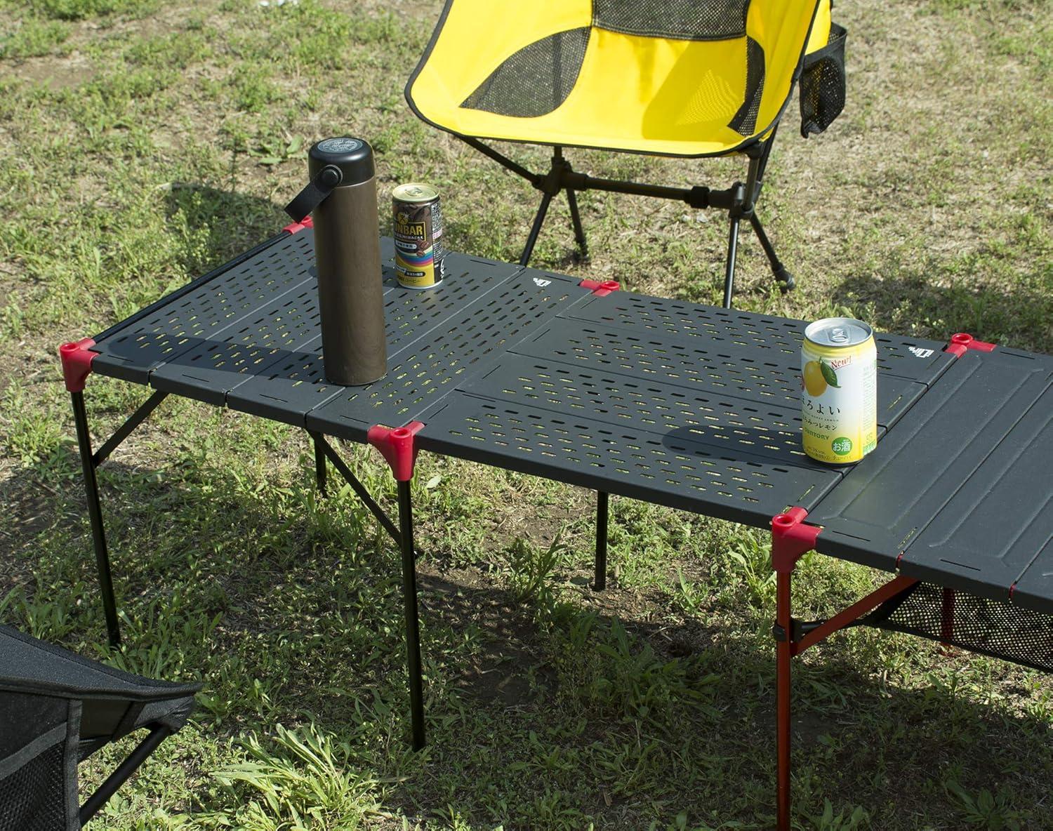 image:imageiClimb Extendable Folding Table Large Tabletop Area Ultralight Compact with Hollow Out Tabletop and Carry Bag for Camping Backpacking Beach Concert BBQ Party Three Size Black LBlack