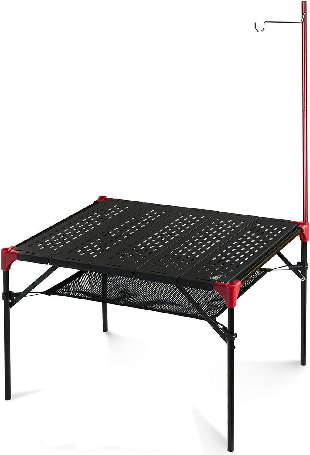 image:imageiClimb Extendable Folding Table Large Tabletop Area Ultralight Compact with Hollow Out Tabletop and Carry Bag for Camping Backpacking Beach Concert BBQ Party Three Size Black LBlack