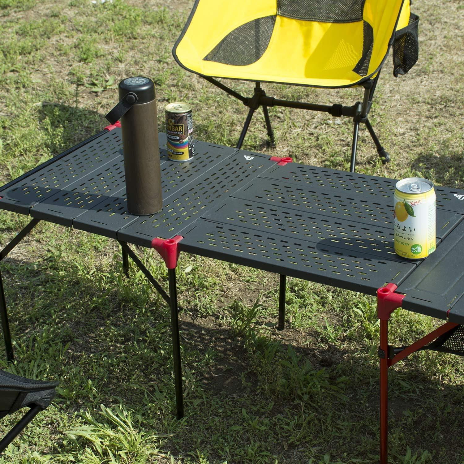 image:imageiClimb Extendable Folding Table Large Tabletop Area Ultralight Compact with Hollow Out Tabletop and Carry Bag for Camping Backpacking Beach Concert BBQ Party Three Size Black LBlack