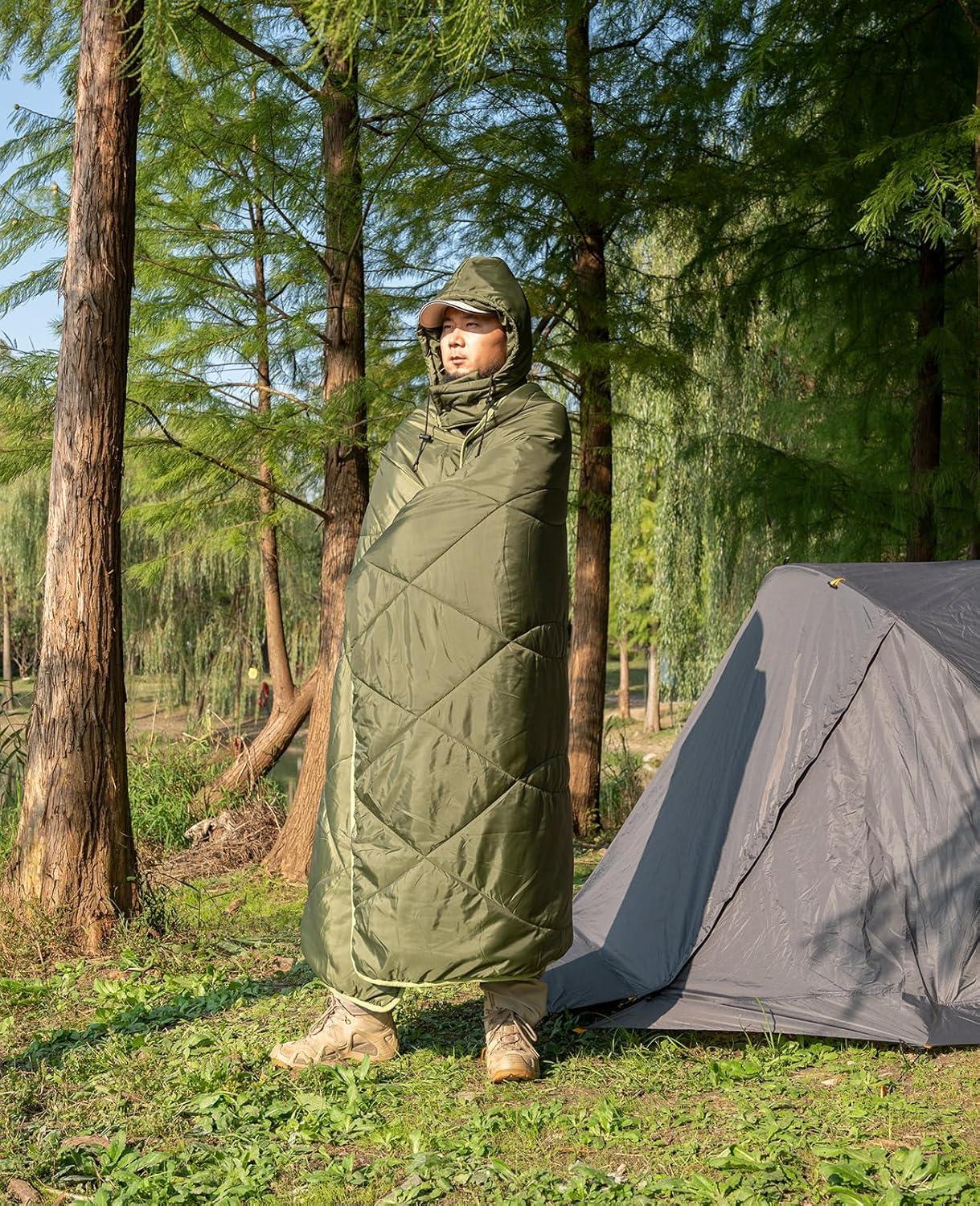 image:imageiClimb Heated Camping Blanket with Hood and 5V 5000mAH Battery Pack GreenGreen