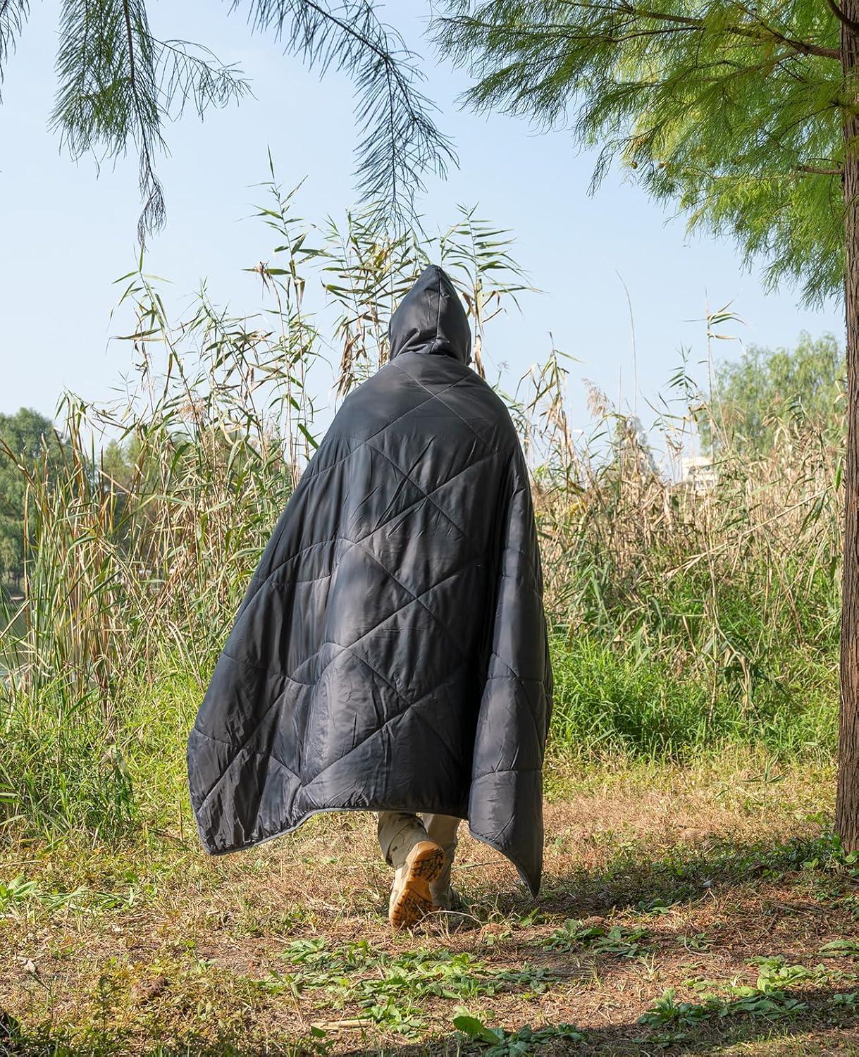 image:imageiClimb Heated Camping Blanket with Hood and 5V 5000mAH Battery Pack GreenGreen