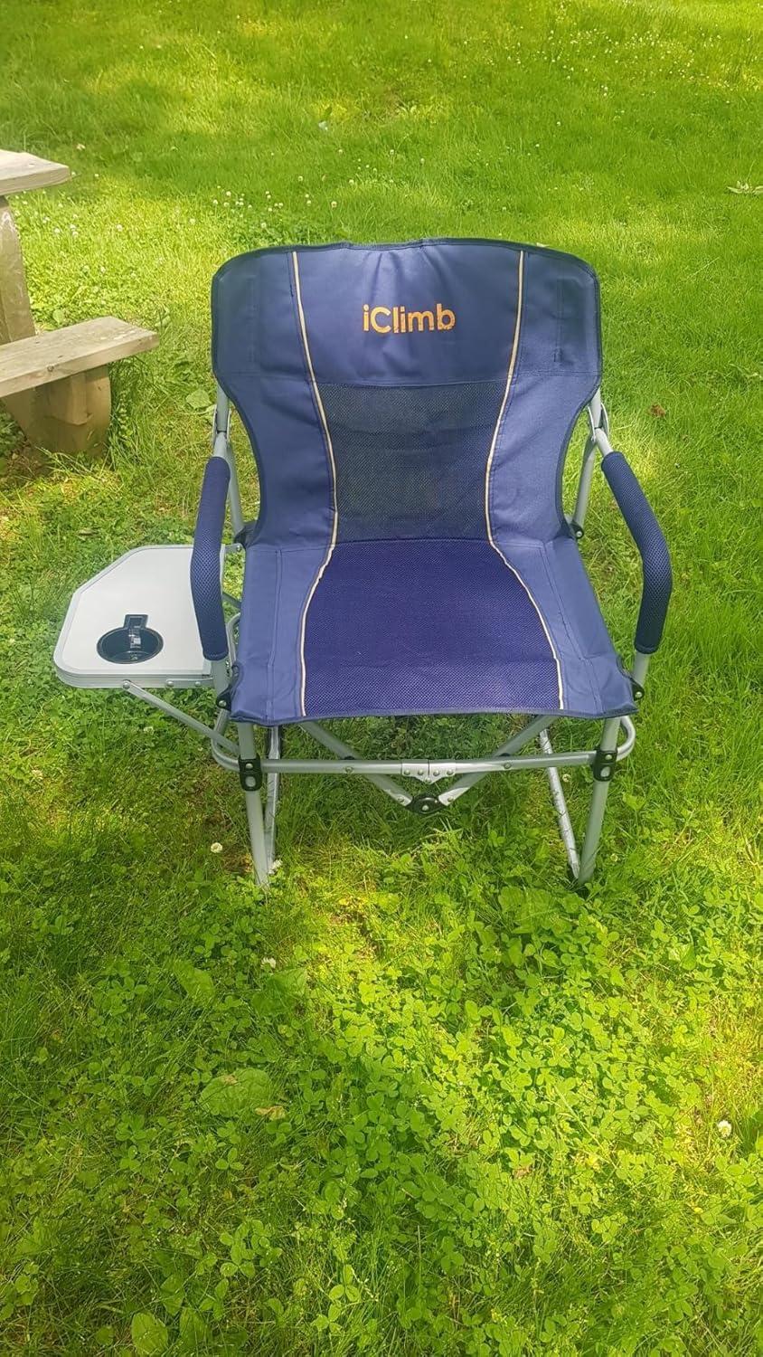 image:imageiClimb Heavy Duty Compact Camping Folding Mesh Chair with Side Table and HandleBlack 2pc