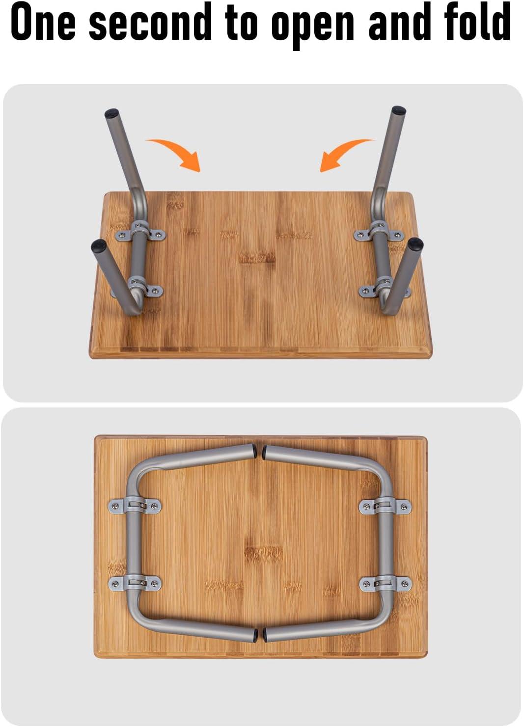 image:imageiClimb Light Small Folding Bamboo Table for Beach Camping Picnic Tray Table