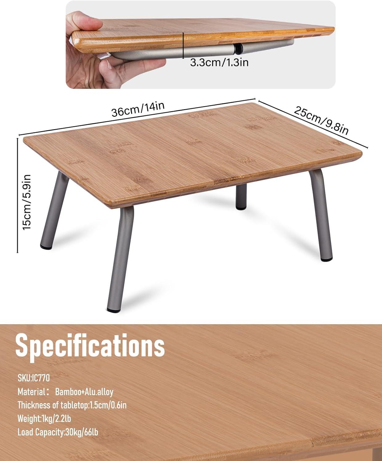 image:imageiClimb Light Small Folding Bamboo Table for Beach Camping Picnic Tray Table