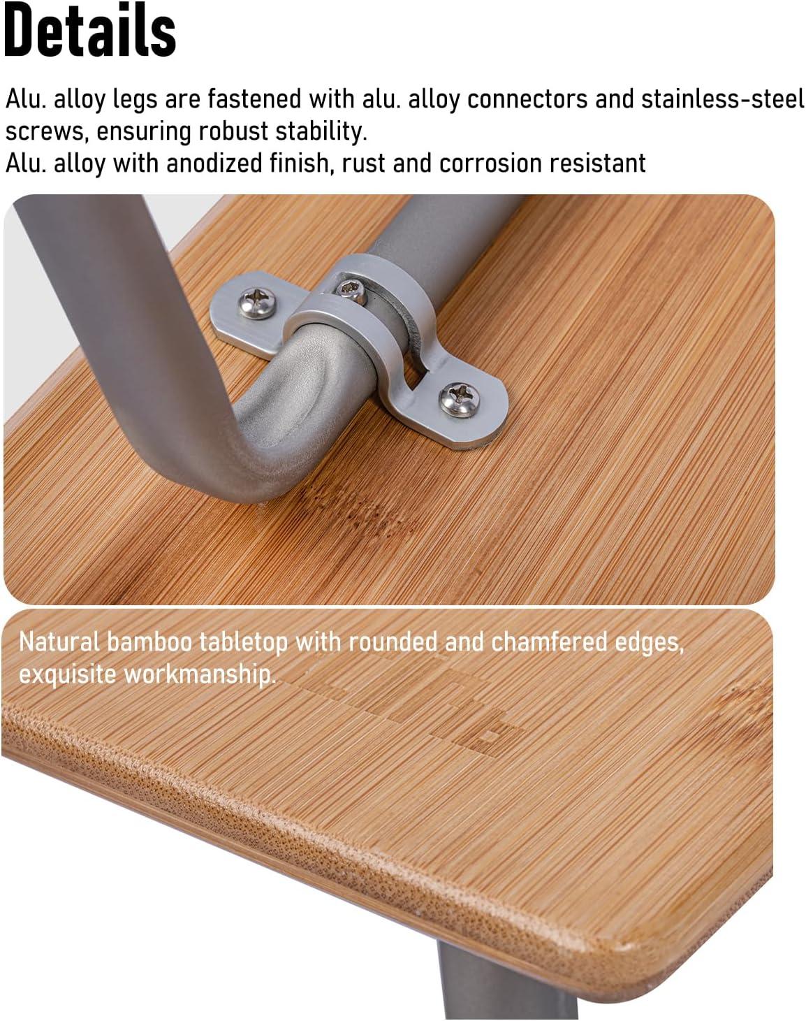 image:imageiClimb Light Small Folding Bamboo Table for Beach Camping Picnic Tray Table