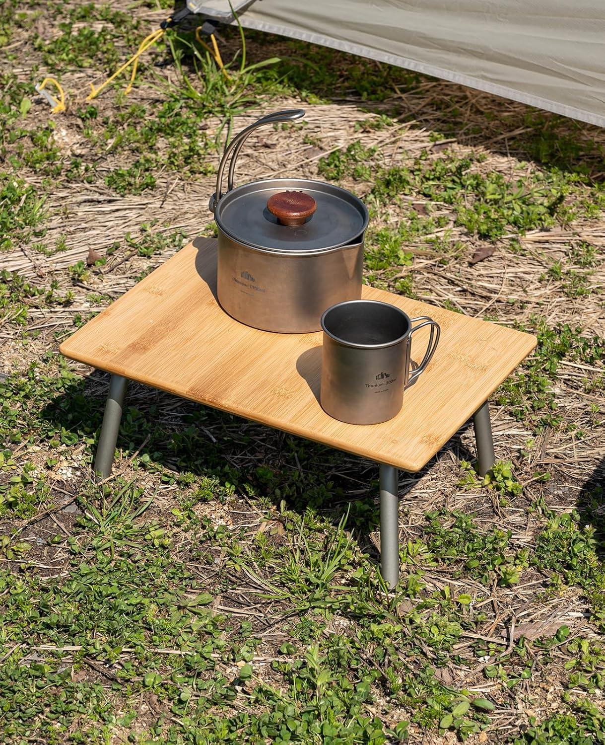 image:imageiClimb Light Small Folding Bamboo Table for Beach Camping Picnic Tray Table