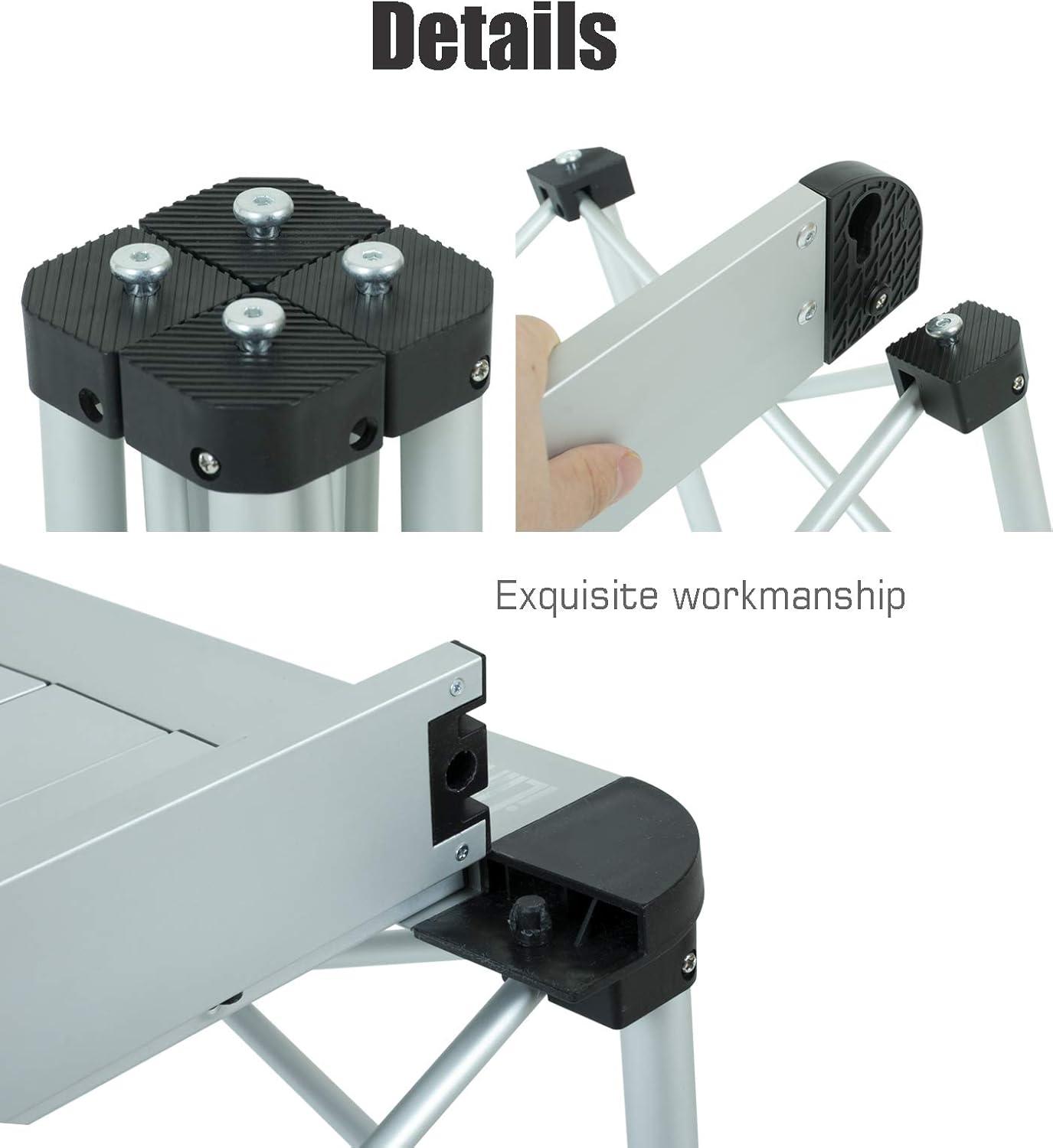 image:imageiClimb Lightweight Stable Alu Folding Square Table Roll Up Top with Carry Bag for Camping Picnic Backyards BBQ Camp Kitchen Silver MAlu Silver