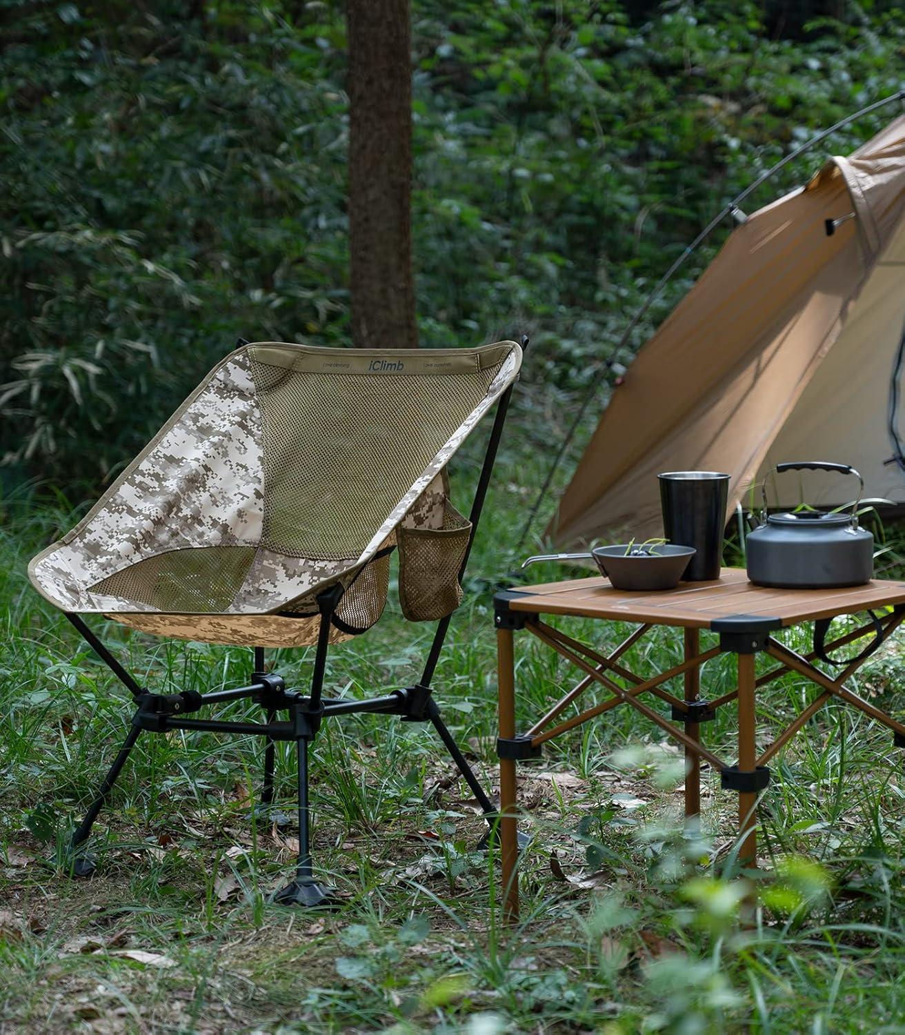image:imageiClimb Lightweight Stable Alu Folding Square Table Roll Up Top with Carry Bag for Camping Picnic Backyards BBQ Camp Kitchen Silver MAlu Silver