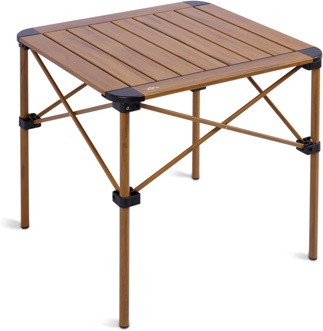 image:imageiClimb Lightweight Stable Alu Folding Square Table Roll Up Top with Carry Bag for Camping Picnic Backyards BBQ Camp Kitchen Silver MNature