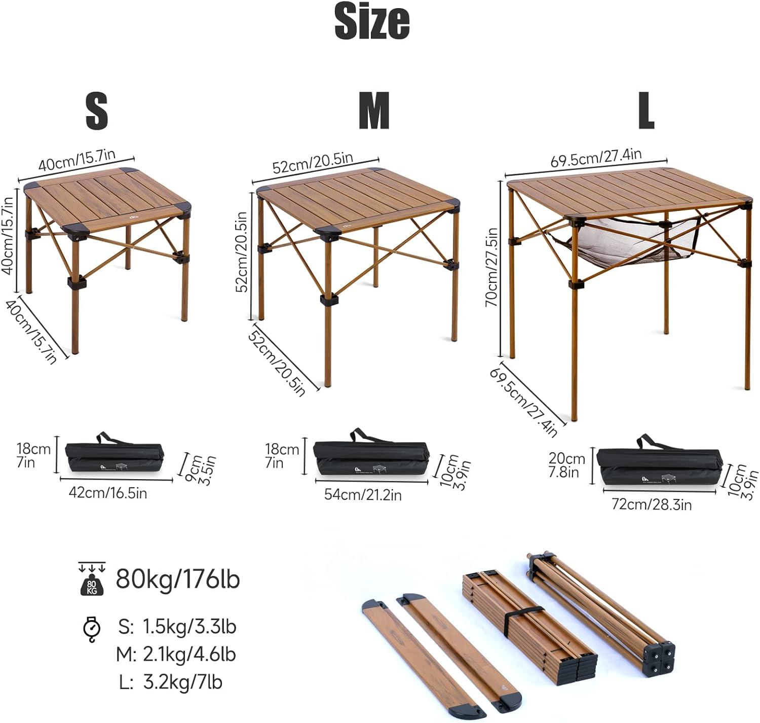 image:imageiClimb Lightweight Stable Alu Folding Square Table Roll Up Top with Carry Bag for Camping Picnic Backyards BBQ Camp Kitchen Silver MNature