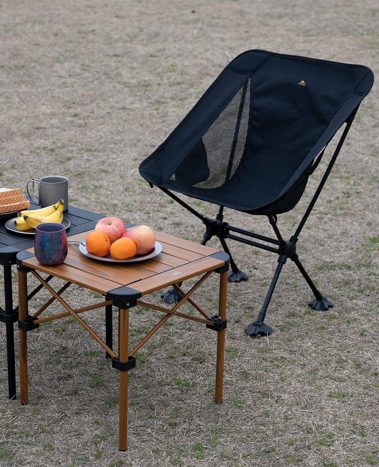 image:imageiClimb Lightweight Stable Alu Folding Square Table Roll Up Top with Carry Bag for Camping Picnic Backyards BBQ Camp Kitchen Silver MNature