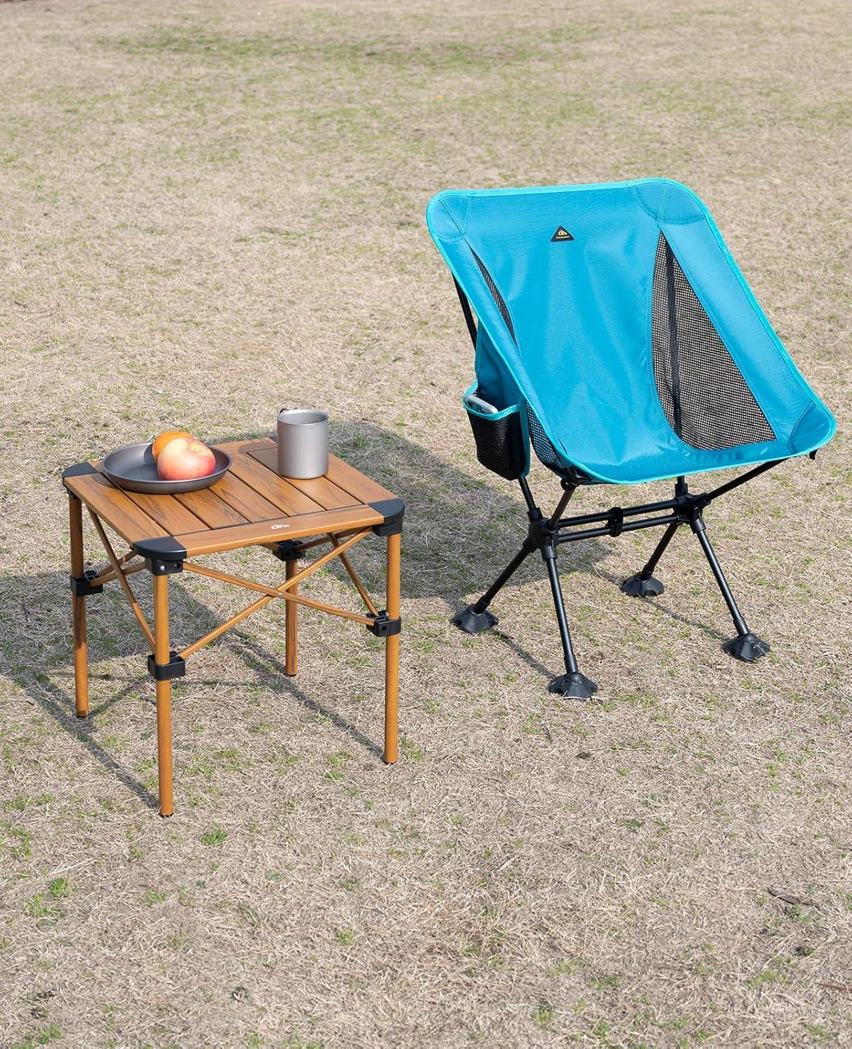image:imageiClimb Lightweight Stable Alu Folding Square Table Roll Up Top with Carry Bag for Camping Picnic Backyards BBQ Camp Kitchen Silver MNature