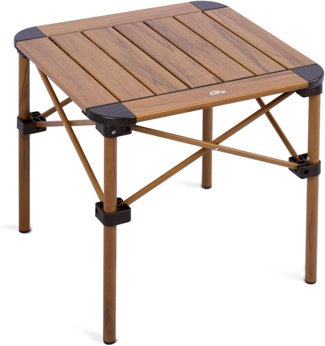 image:imageiClimb Lightweight Stable Alu Folding Square Table Roll Up Top with Carry Bag for Camping Picnic Backyards BBQ Camp Kitchen Silver MNature