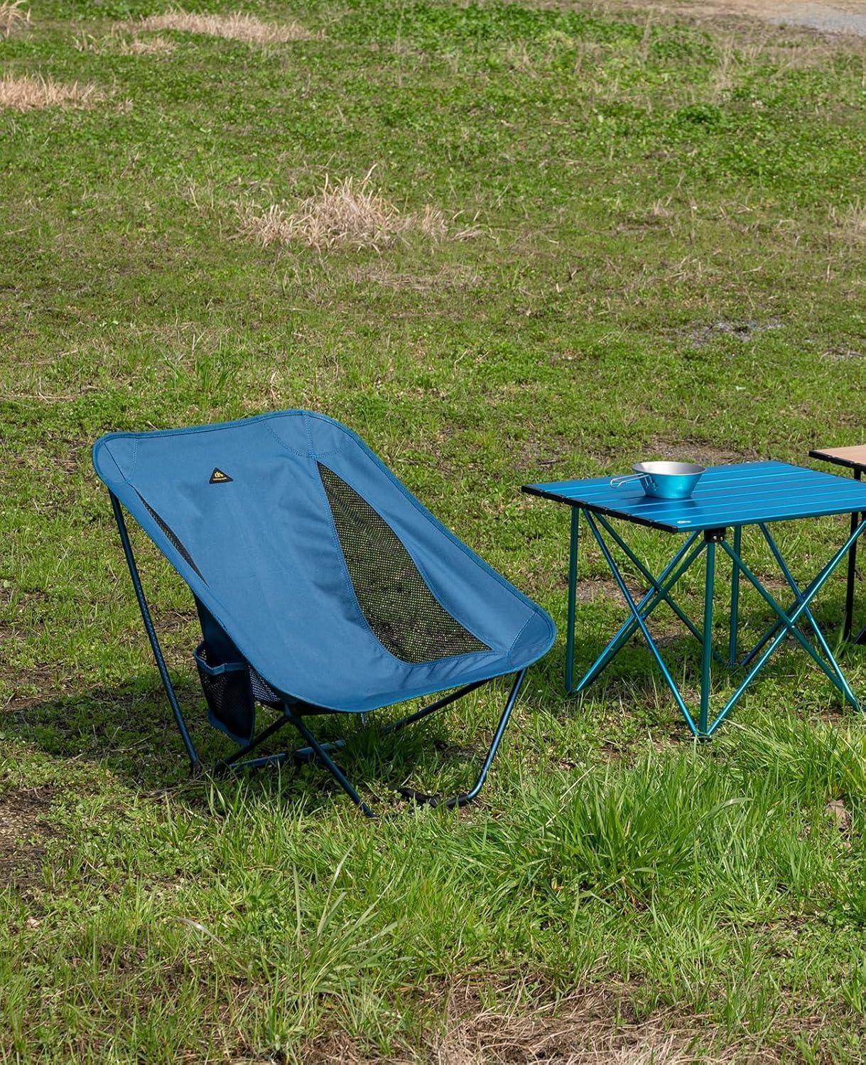 image:imageiClimb Low Ultralight Compact Camping Folding Chair with Side Pocket and Carry Bag Black GridBlack