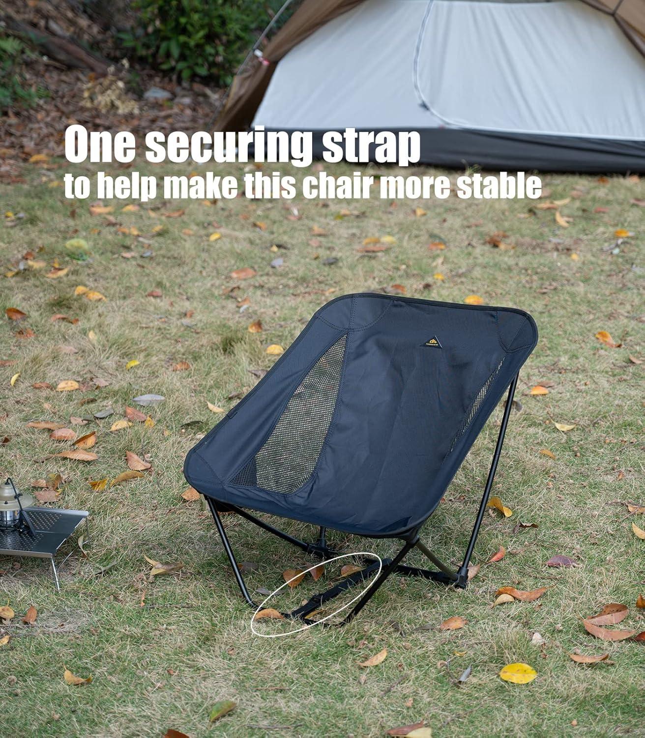 image:imageiClimb Low Ultralight Compact Camping Folding Chair with Side Pocket and Carry Bag Black GridBlue