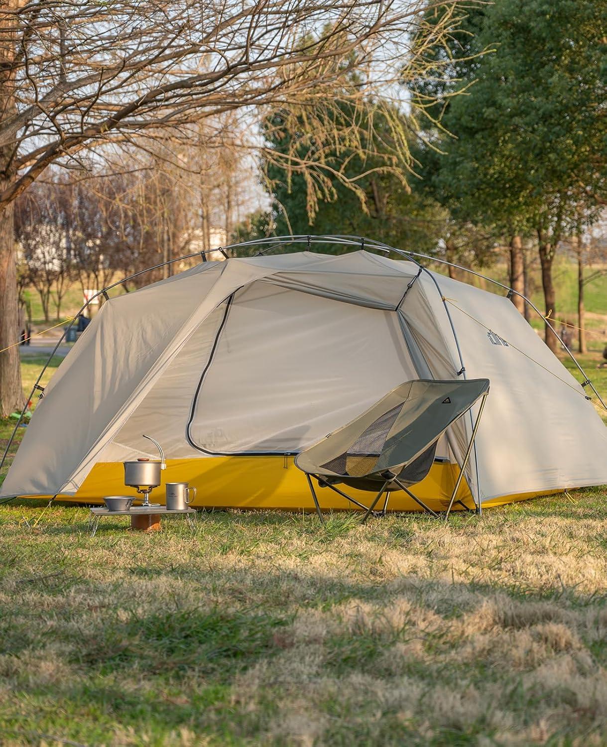 image:imageiClimb Low Ultralight Compact Camping Folding Chair with Side Pocket and Carry Bag Black GridKhaki
