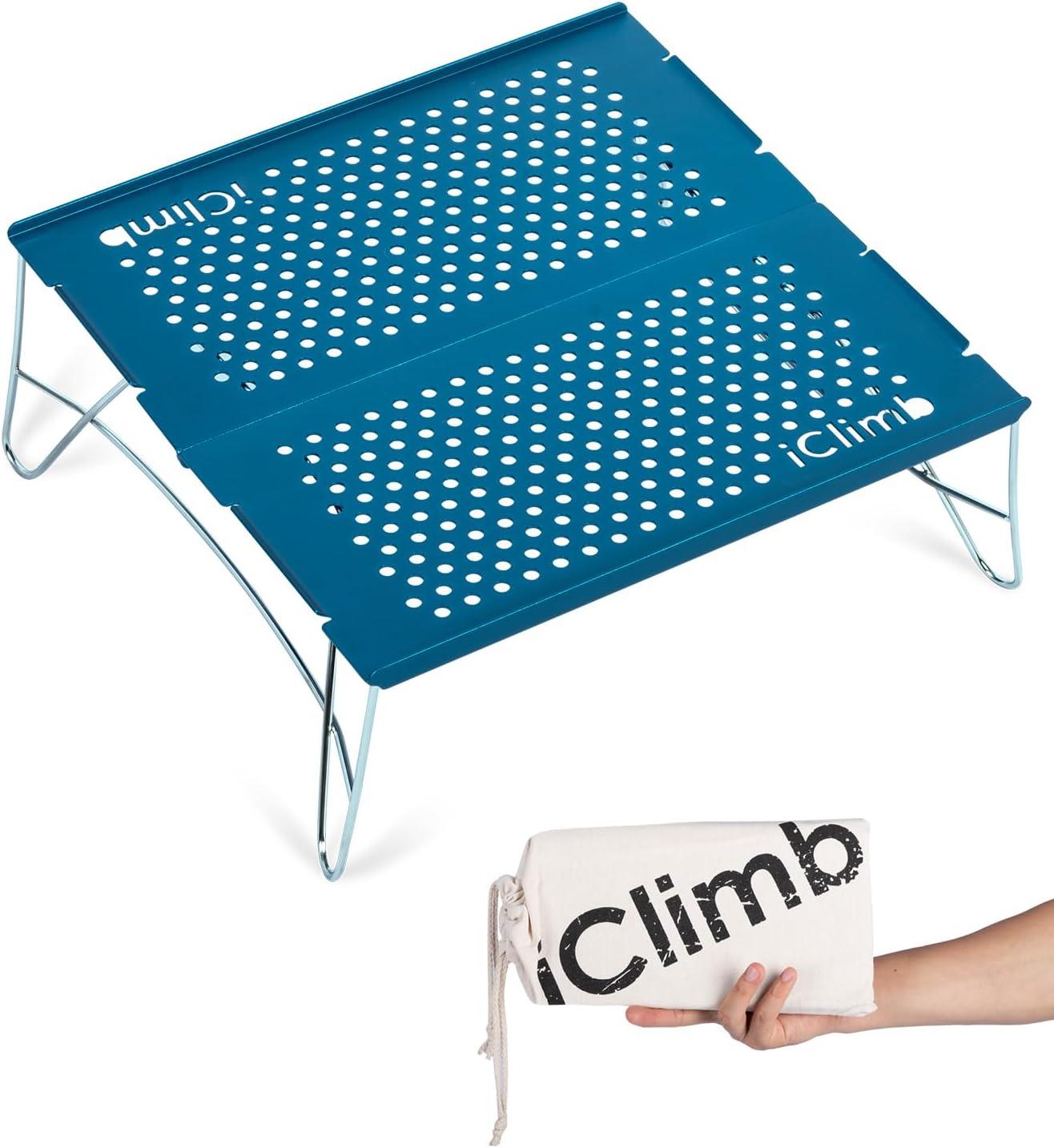 image:imageiClimb Mini Solo Folding Table Ultralight Compact for Backpacking Camping Hiking Beach Picnic Nature SBlue