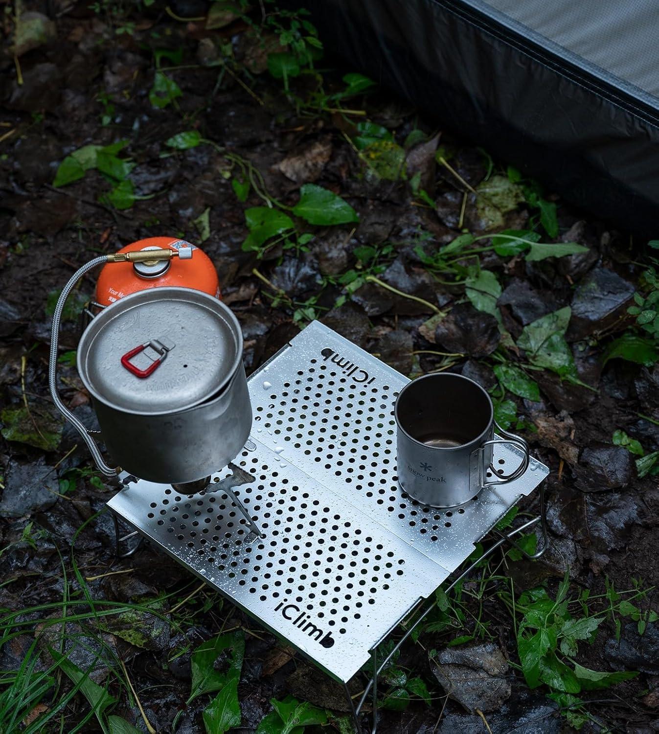 image:imageiClimb Mini Solo Folding Table Ultralight Compact for Backpacking Camping Hiking Beach Picnic Nature SBlue