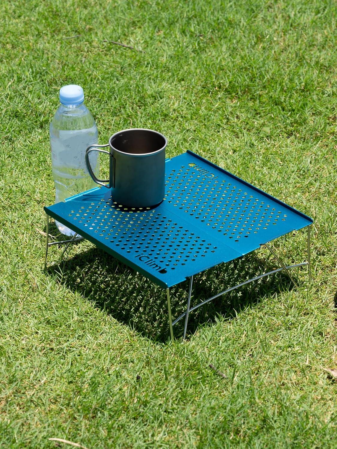 image:imageiClimb Mini Solo Folding Table Ultralight Compact for Backpacking Camping Hiking Beach Picnic Nature SBlue
