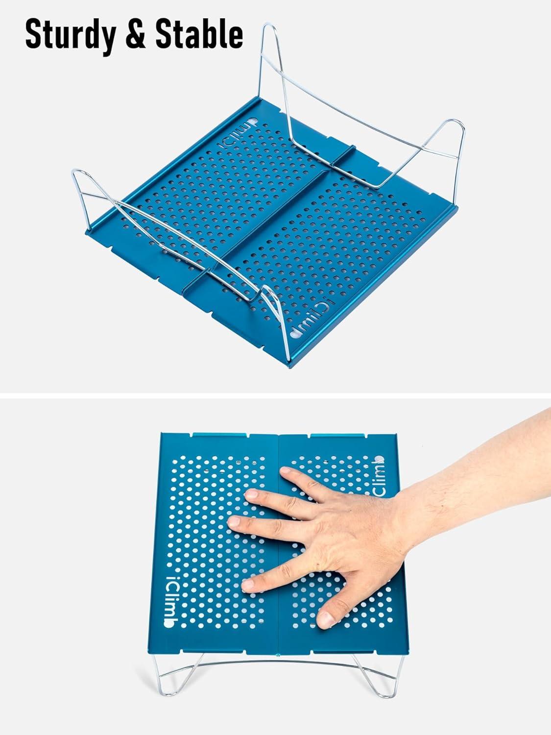 image:imageiClimb Mini Solo Folding Table Ultralight Compact for Backpacking Camping Hiking Beach Picnic Nature SBlue