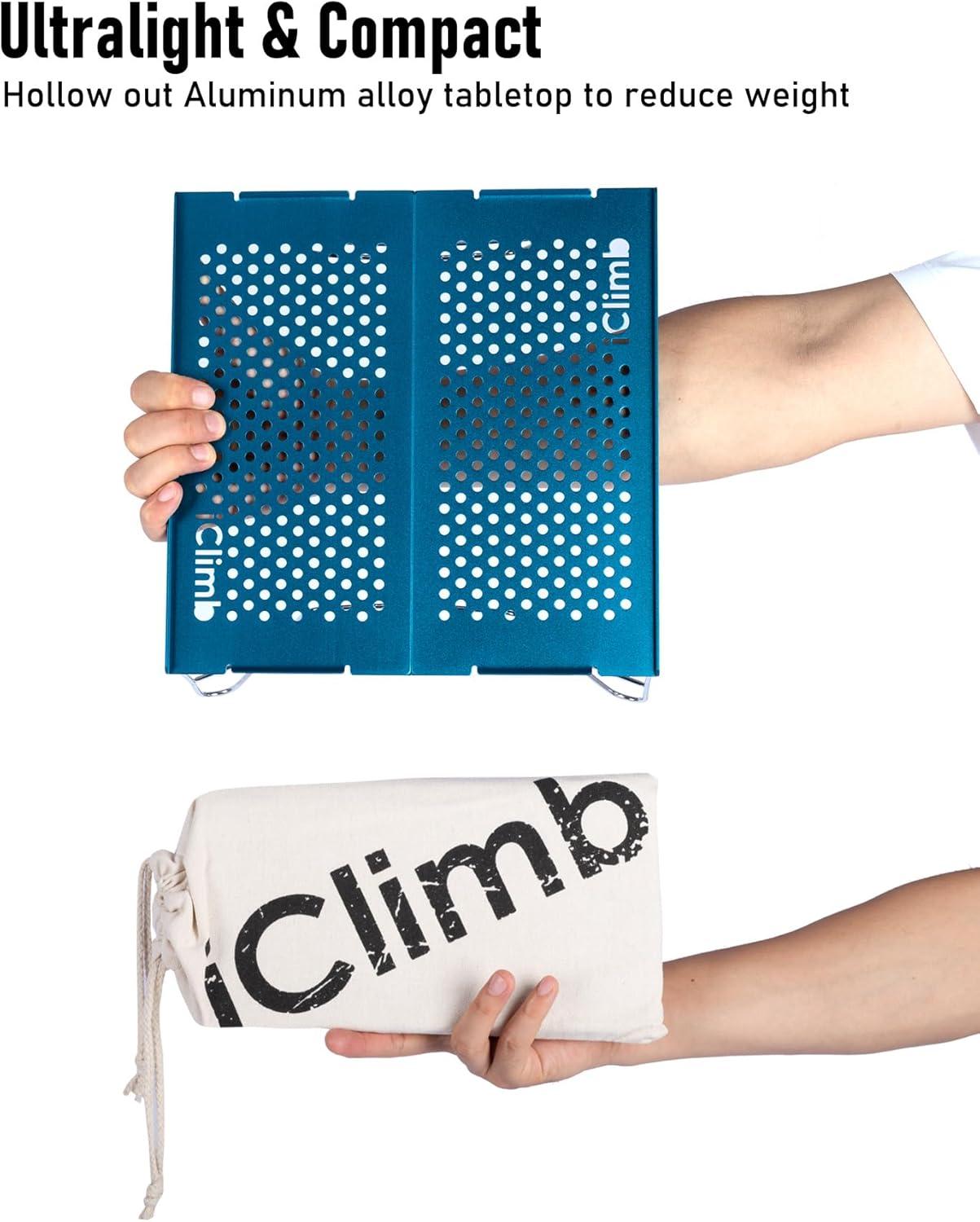 image:imageiClimb Mini Solo Folding Table Ultralight Compact for Backpacking Camping Hiking Beach Picnic Nature SBlue