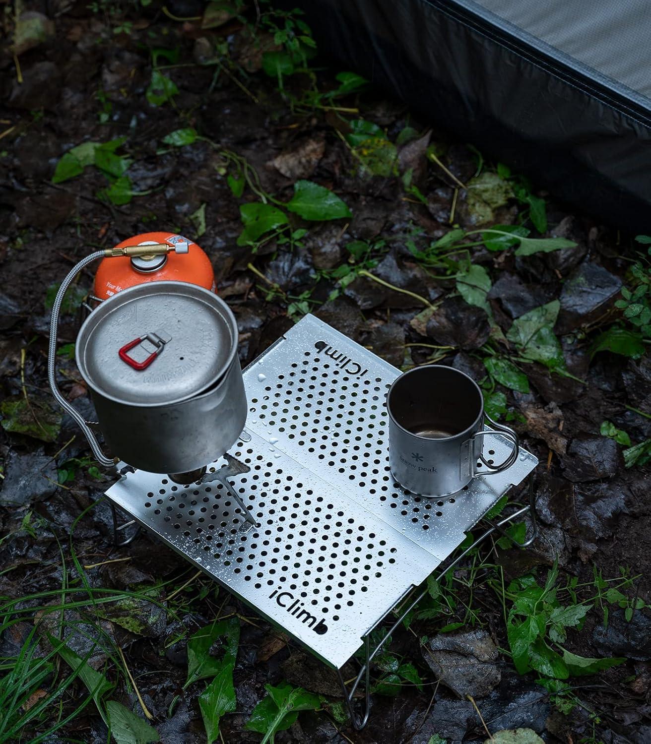 image:imageiClimb Mini Solo Folding Table Ultralight Compact for Backpacking Camping Hiking Beach Picnic Nature SGunmetal